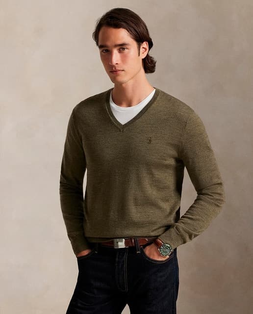 Polo Ralph Lauren Jersey de hombre de lana merino con cuello pico