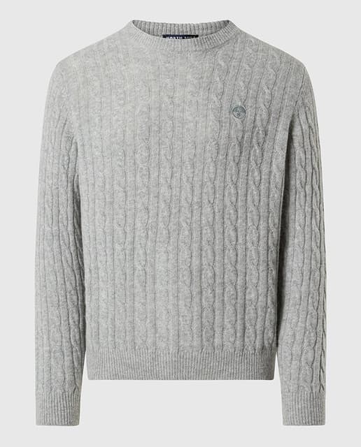 North Sails Jersey de ochos en mezcla de cashmere reciclado, cuello redondo y etiqueta en el bajo.