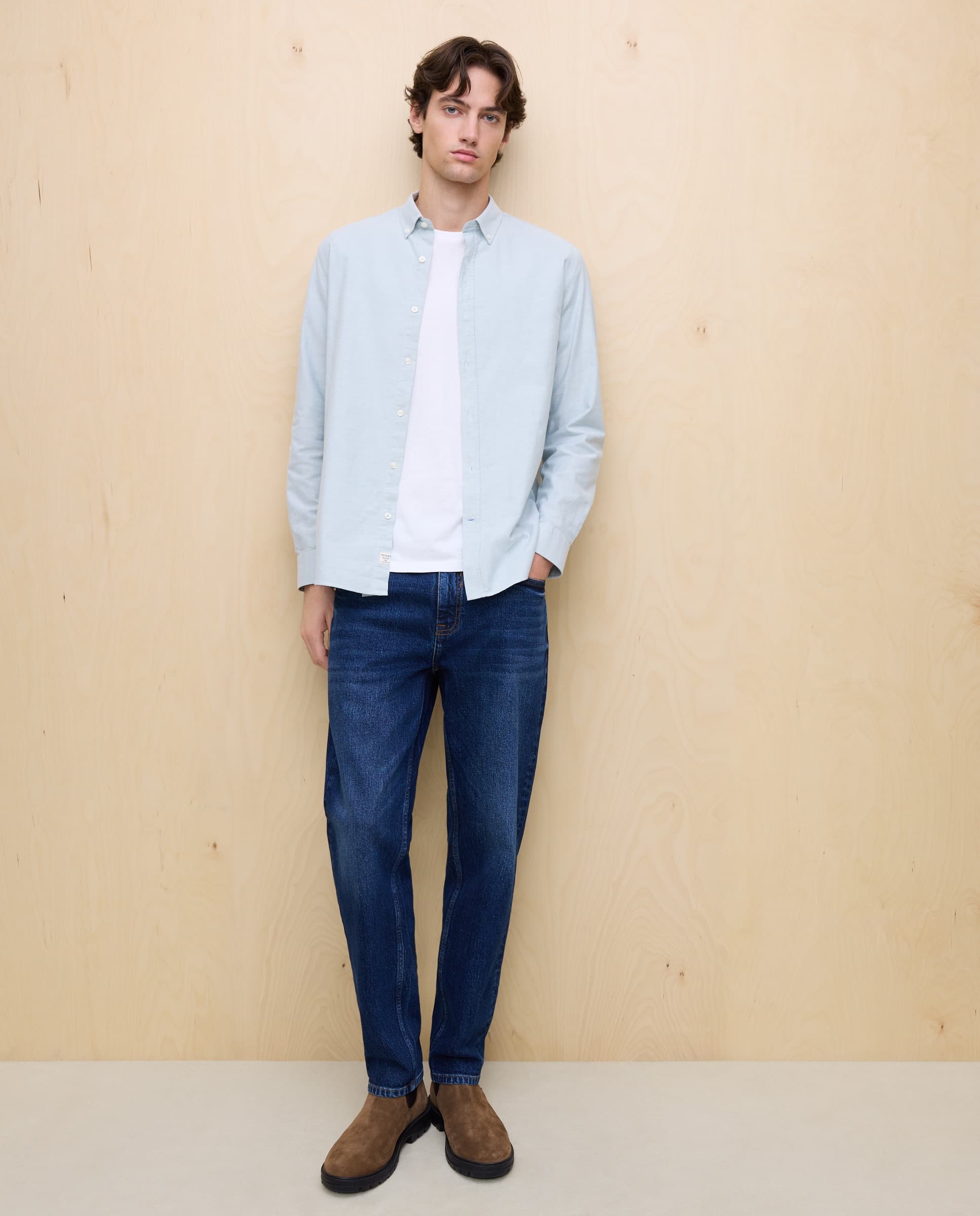 Easy Wear Camisa manga larga de hombre oxford lisa