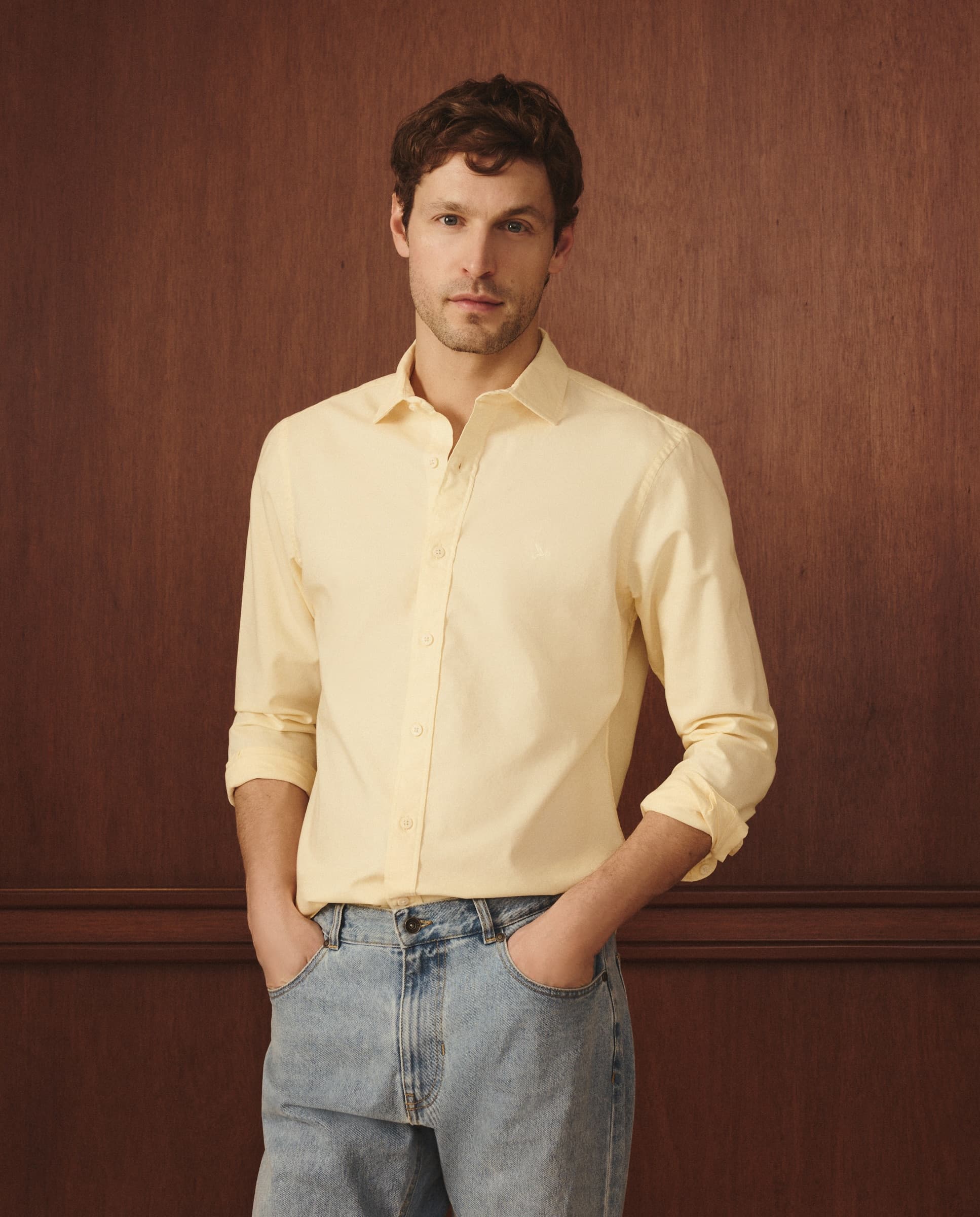 Lloyd's Camisa oxford de hombre slim fit