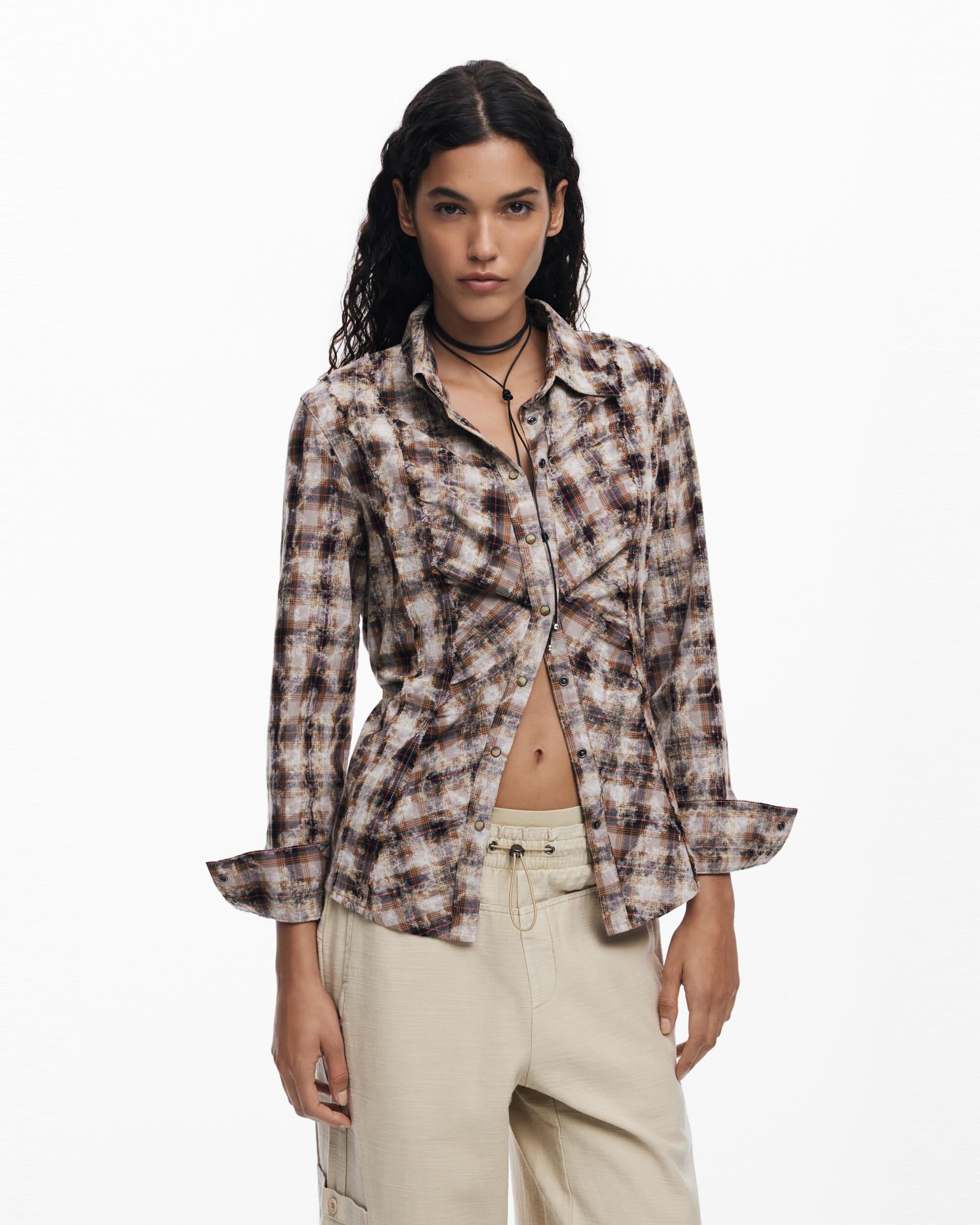 Desigual Camisa de mujer textura cuadros