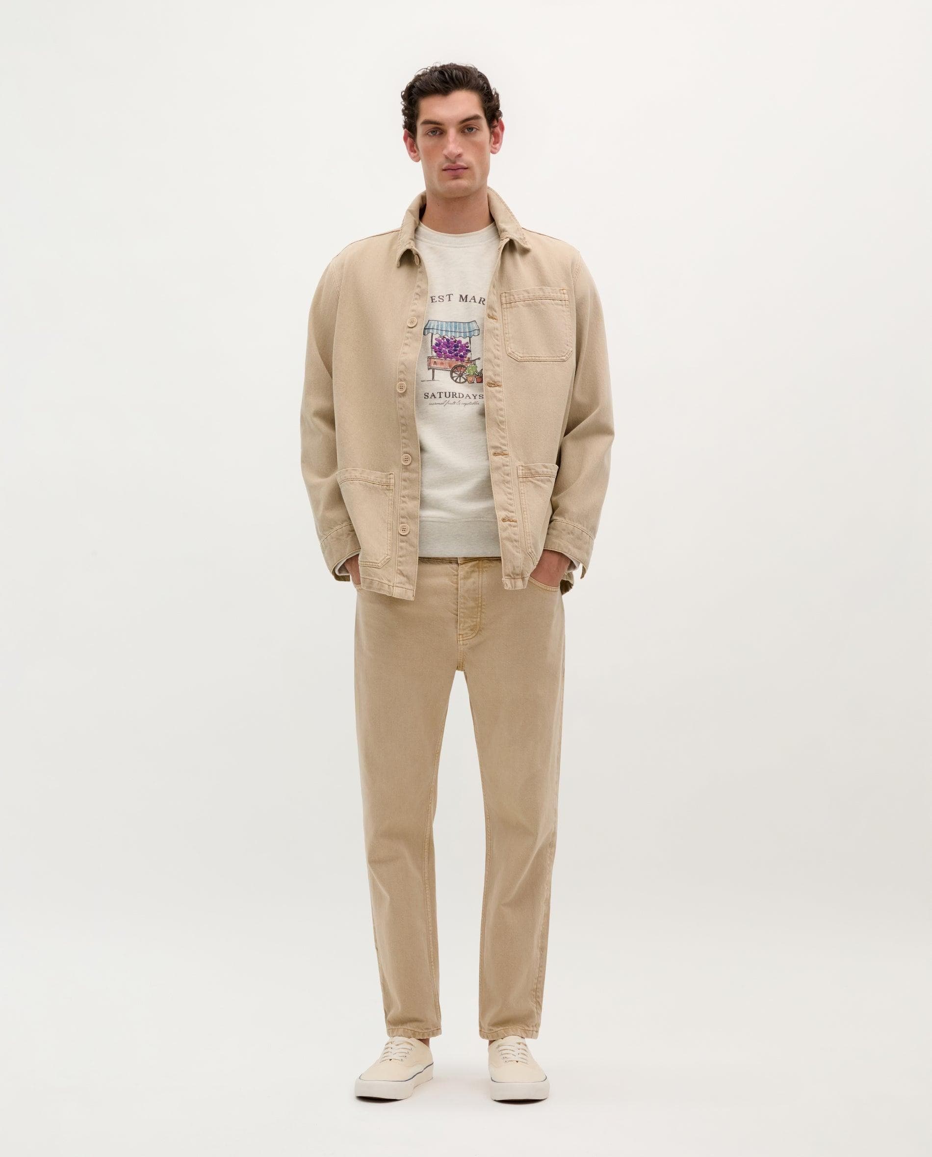 Scalpers Sudadera de hombre beige de algodón