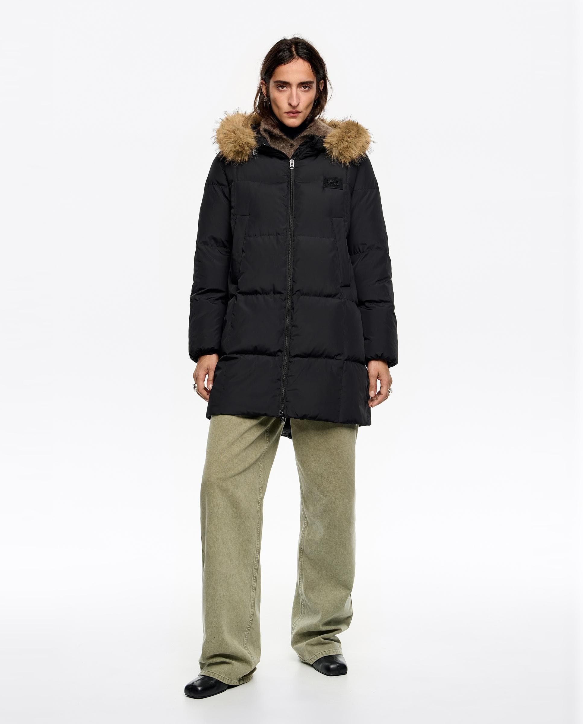 Bimba y Lola Plumífero de mujer de plumón recto capucha pelo